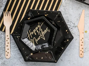 PartyDeco Talerzyki Sylwester, czarny, 20 cm TPP28-010 - Sylwester - miniaturka - grafika 5