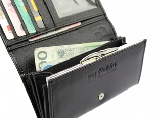 PolskaGalanteria.pl Portfel Damski PolskaGalanteria Z Wstawką Długi Z Klamrą Skóra Naturalna CZARNY KP D1602 WST - Portfele - miniaturka - grafika 3