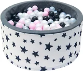 Suche baseny - Welox Suchy basen dla dzieci 90x40 z kulkami piłeczkami 7cm - Szare gwiazdki WL-B-AC1G - miniaturka - grafika 1