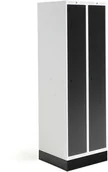 Meble do szkół i przedszkoli - AJ Produkty Szafka do szatni ROZ, 2 moduły, 2 drzwi, 1740x600x550 mm, czarny, z podstawą - miniaturka - grafika 1
