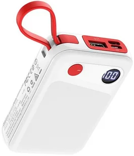 BOROFONE Borofone power bank 10 000 mAh 37Wh z wyświetlaczem LCD i kablem USB-C biały BFO-BT24-C-W - Powerbanki - miniaturka - grafika 2