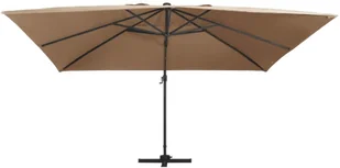 vidaXL Parasol z LED i aluminiowym słupkiem, 400x300 cm, taupe vidaXL - Parasole ogrodowe - miniaturka - grafika 5