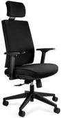 Fotele i krzesła biurowe - Unique Meble Egronomiczne krzesło obrotowe Shell, do biurka, czarne z zagłówkiem - miniaturka - grafika 1