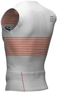 Compressport Triathlonowa koszulka kompresyjna TRI POSTURAL TANK TOP biało-pomarańczowa - Koszulki sportowe męskie - miniaturka - grafika 6