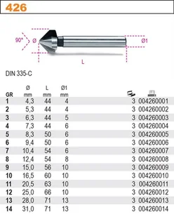 BETA POGŁĘBIACZ STOŻKOWY HSS 4,3MM 426/1 - Wiertła - miniaturka - grafika 2