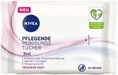 Chusteczki do demakijażu - Nivea 3 w 1 pielęgnujące chusteczki czyszczące (25 sztuk), łagodne chusteczki do oczyszczania twarzy z naturalnym olejkiem migdałowym, chusteczki do demakijażu i wodoodporny tusz do rzęs - miniaturka - grafika 1
