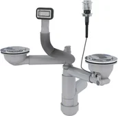 Odpływy liniowe - ALVEUS Syfon ALVEUS podwójny 2xFL 3,5"-PP-3,5"-PUSH-UP korek automatyczny) 1123355) - miniaturka - grafika 1