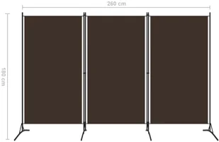vidaXL Parawan 3-panelowy, brązowy, 260 x 180 cm vidaXL - Parawany - miniaturka - grafika 5