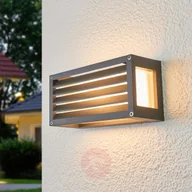 Lampy ogrodowe - LAMPENWELT.COM Kinkiet zewnętrzny Aurelien, w paski, ciemnoszary - miniaturka - grafika 1