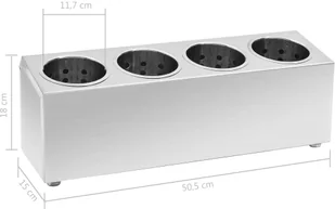 vidaXL Pojemnik na sztućce, 4 przegrody, prostokątny, stal nierdzewna vidaXL - Akcesoria do sztućców - miniaturka - grafika 8