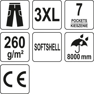 YATO SPODNIE SOFTSHELL CZARNE NA CHŁODNIEJSZE DNI ROZ 3XL YT-79435 - Odzież robocza - miniaturka - grafika 8