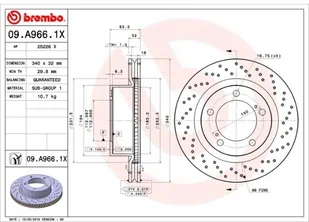 Brembo Tarcza hamulcowa  Xtra Line  Brembo 09.a966.1 X 09.A966.1X - Akcesoria do elektronarzędzi - miniaturka - grafika 2