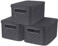 Pudła i pojemniki do przechowywania - Curver Pudełka Style z pokrywami, 3 szt., 6 L (rozmiar S), antracytowe Keter Benelux - miniaturka - grafika 1