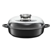 Patelnie - Ambition CARBON PATELNIA GŁĘBOKA 28 CM Z POKRYWKĄ POWŁOKA QUALUM BASIC STONE INDUKCJA 84536 - miniaturka - grafika 1