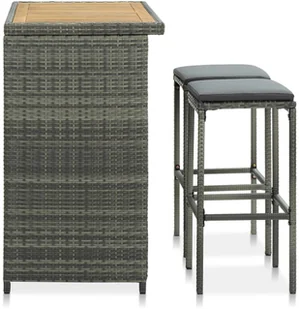 vidaXL 3-częściowy zestaw mebli barowych, polirattan, szary 313472 - Stoły z krzesłami vidaXL 3-częściowy zestaw mebli barowych, polirattan, szary 313472 - Stoły z krzesłami - miniaturka - grafika 12