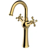 Baterie umywalkowe - BESCO Bateria umywalkowa wysoka RETRO I Złota - miniaturka - grafika 1