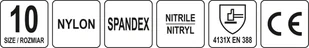 RĘKAWICE OCHRONNE NYLONOWE POWLEKANE SPIENIONYM NITRYLEM Z ANTYPOŚLIZGOWYM NAKROPIENIEM ROZMIAR 10 YT-74759 - Rękawice robocze - miniaturka - grafika 4