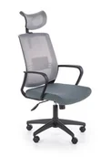 Fotele i krzesła biurowe - Szary Biurowy Fotel Obrotowy Z Zagłówkiem D0-E81 - miniaturka - grafika 1
