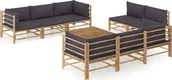Meble ogrodowe - vidaXL 9-cz zestaw mebli do ogrodu ciemnoszare poduszki bambus 3058212 - miniaturka - grafika 1