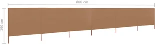 vidaXL Parawan 6-skrzydłowy z tkaniny, 800x160 cm, taupe vidaXL - Pawilony ogrodowe - miniaturka - grafika 6
