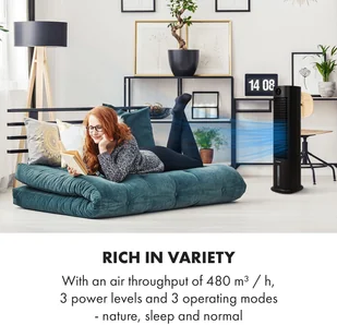 Klarstein Klarstein Skytower Grand Smart, chłodnica powietrza, 80 W, 480 m3/h, 8 l, przenośny ACO4-SkytwerGrndSmB - Klimatory - miniaturka - grafika 9