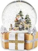 Ozdoby bożonarodzeniowe - Art-Pol Art-Pol Szklana Kula Z Pozytywką MIKOŁAJ ZE ZWIĘRZĘTAMI W LESIE 139897 - miniaturka - grafika 1