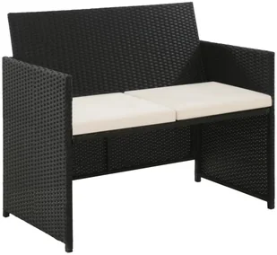 vidaXL 2-osobowa sofa ogrodowa z poduszkami polirattan czarna 43910 - Sofy ogrodowe - miniaturka - grafika 2