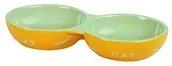 Miski dla kotów - Kerbl KERBL 82670 ceramika podwójne miskę Cat 2 X 200 ML, sortowane kolorystycznie, czerwony/żółty - miniaturka - grafika 1