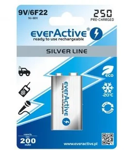 EverActive Akumulator Silver Line 6F22/9V ready to use 250 mAh 1 szt (EVHRL22-250) - Ładowarki i akumulatory - miniaturka - grafika 2