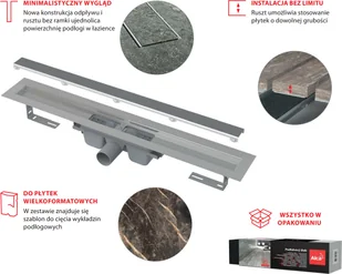 Alcaplast Odpływ liniowy podłogowy bez obramowania MARBLE LOW 75 cm APZ115-750 - Syfony - miniaturka - grafika 3
