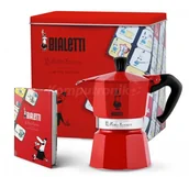 Zaparzacze i kawiarki - Bialetti Moka Express 3 TZ czerwona + puszka na kawę + notes - miniaturka - grafika 1