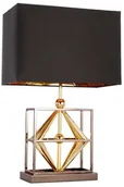 Lampy stojące - EVO Stojąca LAMPA stołowa EVO T01939BK AU abażurowa LAMPKA nocna geometryczna złota czarna EVO T01939BK AU - miniaturka - grafika 1