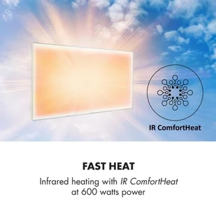 Klarstein Klarstein Wonderwall Air 60, infraczerwony grzejnik, 101 x 60 cm, 600 W, naścienny montaż, pilot sterowania, biały ACO10-WonderW-60 - Ogrzewanie przenośne - miniaturka - grafika 3