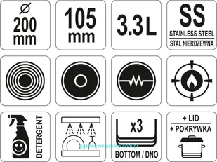 Yato Yato Rondel z pokrywką 200 mm 3,3 l YG-00061 - Akcesoria gastronomiczne - miniaturka - grafika 7