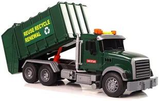 Import LEANToys Samochód Śmieciarka Kosze Ciemnozielona Dźwięki Światła LT-9525-0 - Samochody i pojazdy dla dzieci - miniaturka - grafika 3
