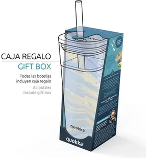 QUOKKA Quokka Liquid Cube Kubek szklany 540 ml ze słomką ze stali nierdzewnej (Pink Jungle) - Shakery i bidony sportowe - miniaturka - grafika 5