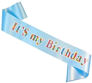 GoDan Szarfa "Its my birthday", błękitna jasna CH-SIMBJB - Gadżety na imprezę - miniaturka - grafika 3