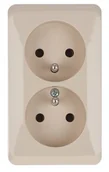 Wyłączniki światła i elektryczne - Schneider Electric Gniazdo podwójne 2 x 2P + Z PRIMA beżowy - miniaturka - grafika 1