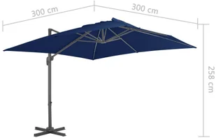 vidaXL Parasol wiszący z aluminiowym słupkiem 3x3 m błękit lazur 47002 - Parasole ogrodowe - miniaturka - grafika 9