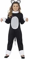 Stroje karnawałowe - SMIFFYS Kostium Cool Cat dla dzieci dziewczynki, Jumpsuit z ogonem i do włosów opaska na włosy, rozmiar: L, 33156, l, czarny - miniaturka - grafika 1