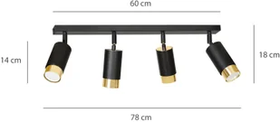 EULUNA Spot sufitowy Kumo czarny/złoty 4-punktowy - Lampy sufitowe - miniaturka - grafika 3