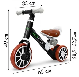 ECOTOYS Rower rowerek biegowy jeździk z pedałamiI 2w1 czarny 1186 - Jeździki dla dzieci - miniaturka - grafika 3