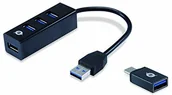 Huby USB - Conceptronic HUBBIES04B 4-portowy hub USB 3.0 i adapter OTG do USB-C HUBBIES04B - miniaturka - grafika 1