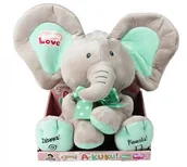 Zabawki interaktywne dla dzieci - Madej Maskotka interaktywna Słonik A Kuku beżowo-miętowy 24 cm - miniaturka - grafika 1