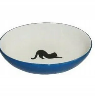 Miska ceramiczna dla kota talerzyk biało-niebieski - Miski dla kotów - miniaturka - grafika 2