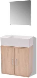 vidaXL vidaXL 3 elementowy zestaw beżowych mebli do łazienki i umywalka - Meble łazienkowe - miniaturka - grafika 2