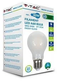 V-TAC Żarówka LED 4W Filament E27 A60 Mrożona VT-1934 2700K 400lm - Żarówki LED - miniaturka - grafika 2