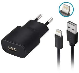 Forever 1xUSB 2A TC-01 + kabel Lightning czarna - Ładowarki do telefonów - miniaturka - grafika 2