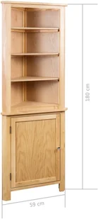 vidaXL Szafka narożna z drewna dębowego, 59 x 36 x 180 cm - Szafki do salonu - miniaturka - grafika 7