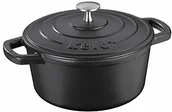 Brytfanny - Kela 12470 naczynie do pieczenia z pokrywką, żeliwo, powłoka emaliowana, wysoka akumulacja ciepła, nadaje się do płyt indukcyjnych, 2,5 l, czarne, okrągłe, Calido - miniaturka - grafika 1